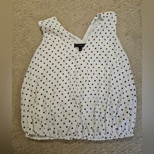 Banana Republic Black and White Polka Dot Cropped Blouse